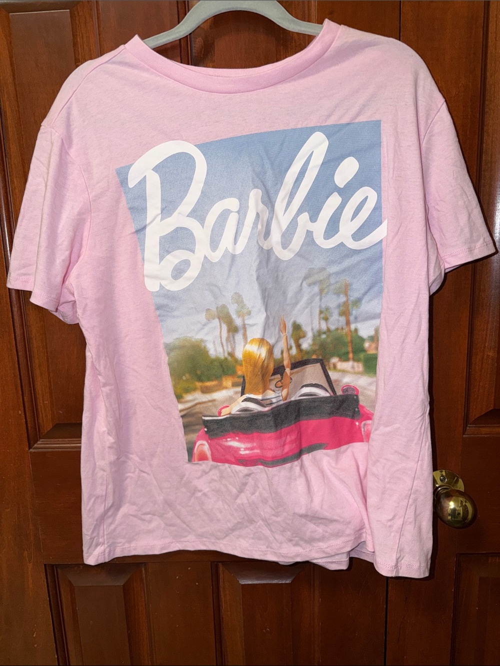 Barbie Pink Graphic Tee with Convertible Car Print